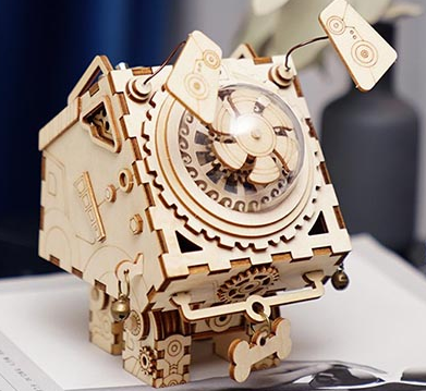 Laser carved wooden music box